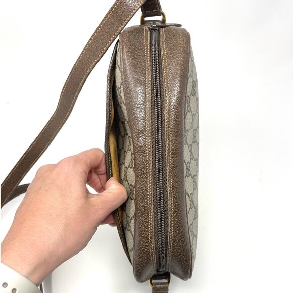 Gucci Vintage GG Monogram Logo PVC Leather Shoulder Bag Beige Brown - Picture 4 of 16